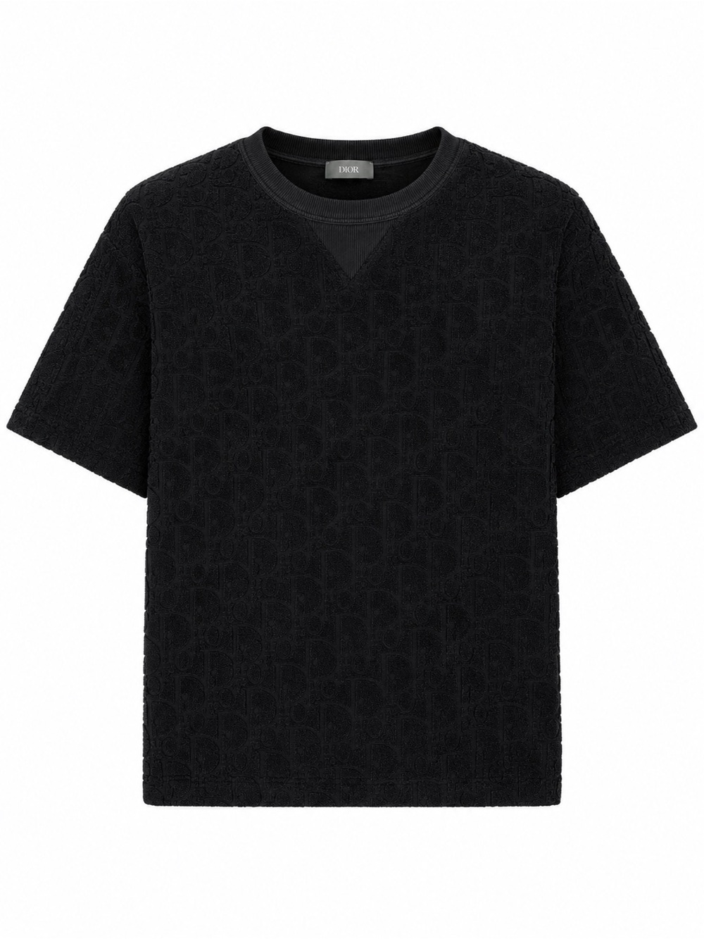 Dior Black Short-Sleeve Terry Monogram Crewneck Tee